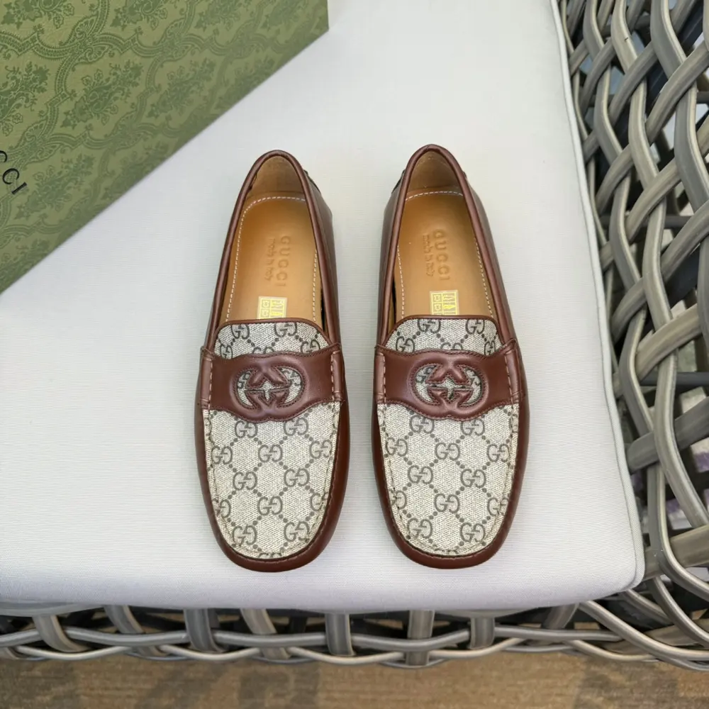 Gucci Loafers|Top quality|Original Double G embossed cowhide fabric|Inner lining and