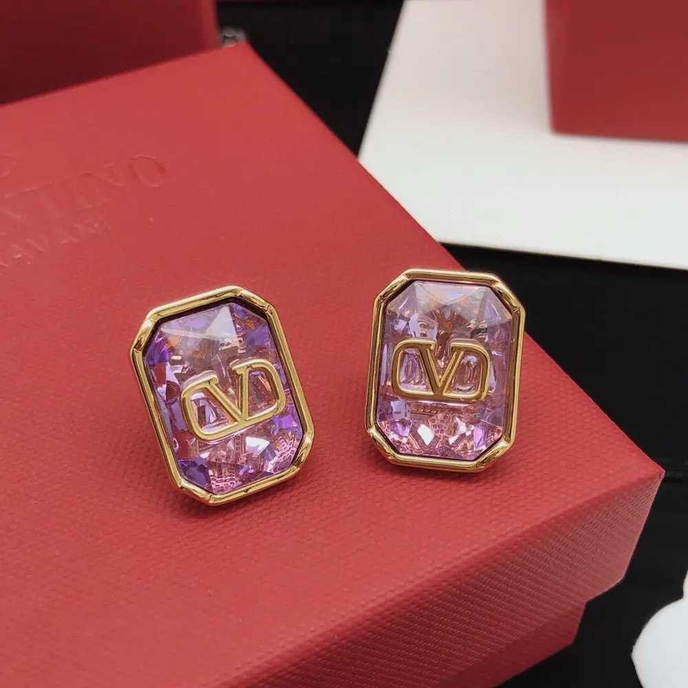 Valentino earrings cube rock sugar rhinestone purple