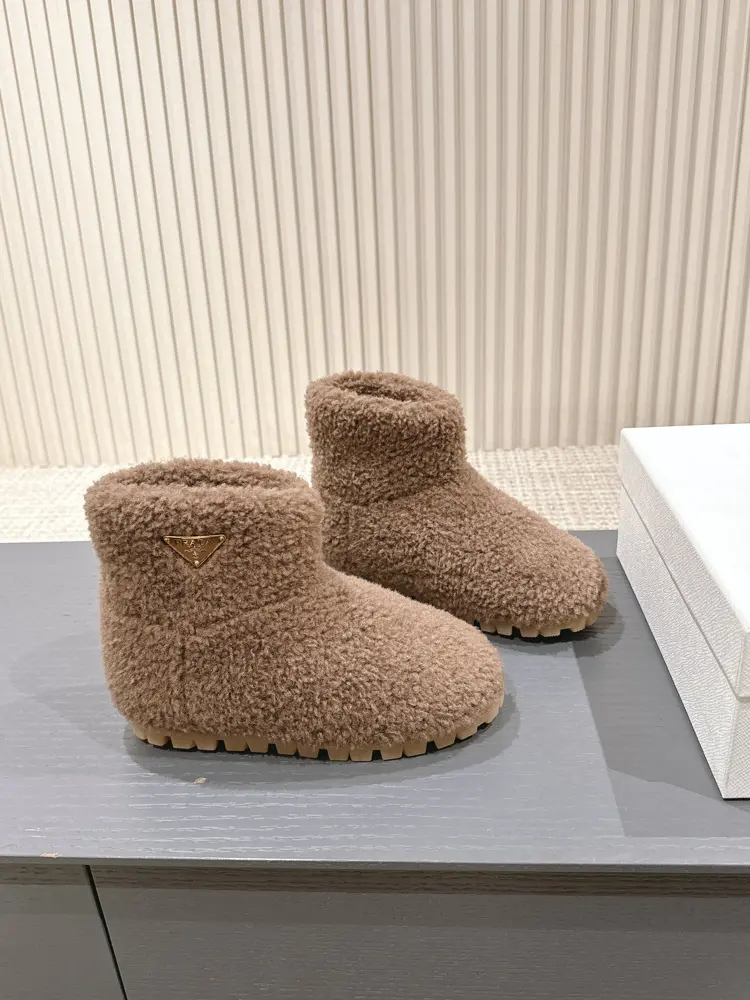 Prada 2024ss autumn and winter new straight snow boots wool short boots