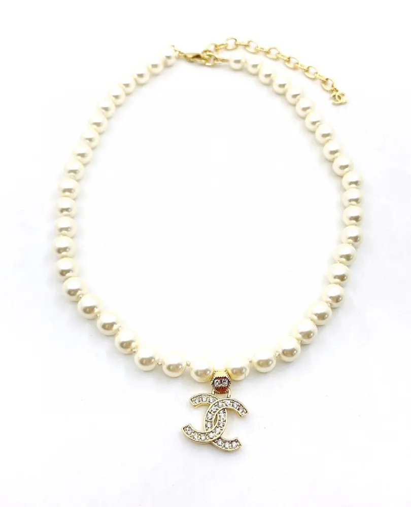 Chanel all-pearl letter necklace