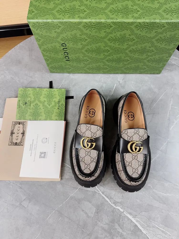Gucci Double GG Grooved Thick-soled Loafers. Original 1:1 creation. Superb quality