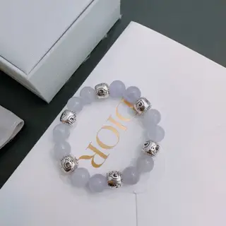 Counter crafted version DIOR multi-element natural stone agate Thai silver style bracelet