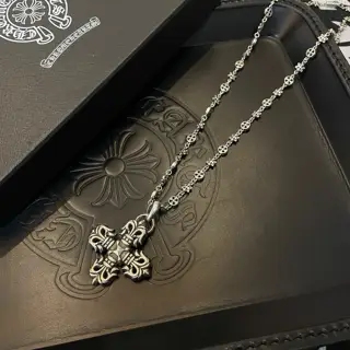 Chrome Hearts Classic Vintage Cross Necklace Flame Cross Pendant