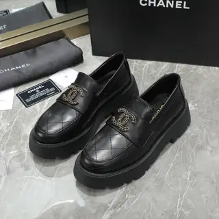 Chanel thick-soled letter logo loafers