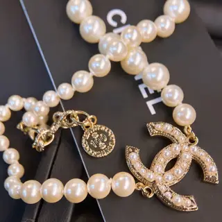 Chanel 100th Anniversary Double C Pearl Necklace