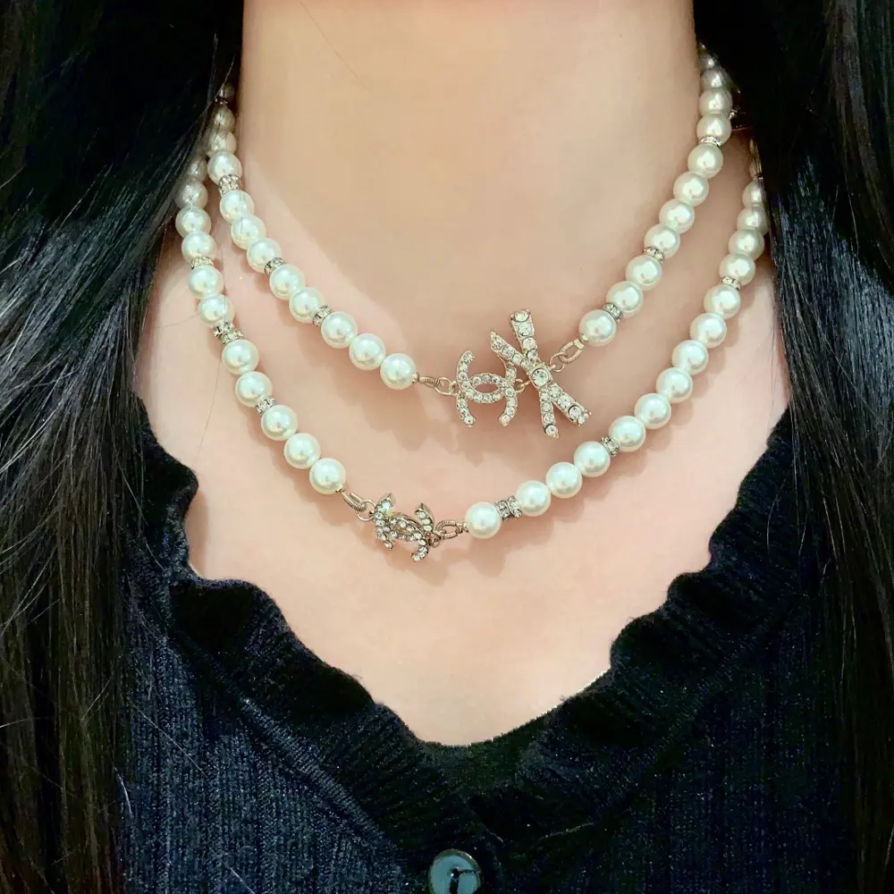 Chanel Pearl Letter Chain Sweater Chain Necklace