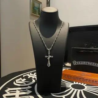 Chrome Hearts Classic Vintage Bamboo Necklace Cross Pendant