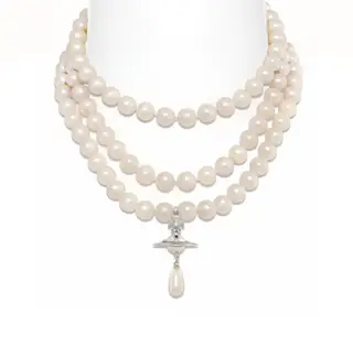 Vivienne Westwood teardrop-shaped pendant three-layer pearl necklace