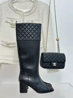 Chanel Paris catwalk diamond block heel boots series