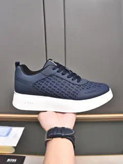 BOSS upper with embossed imported calfskin + comfortable breathable mesh lining