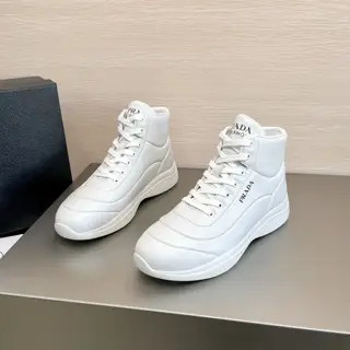 Prada men’s high-top lace-up casual sneakers