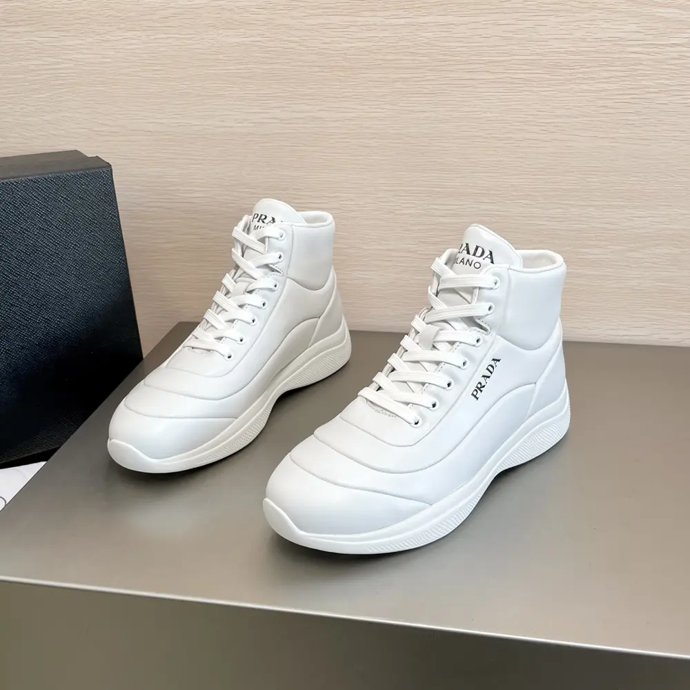 Prada men’s high-top lace-up casual sneakers