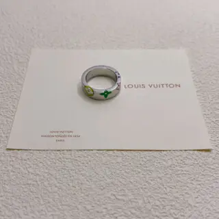 Louis Vuitton silver logo print ring