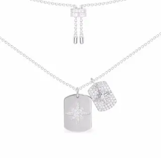Apm monaco silver starburst double pendant necklace