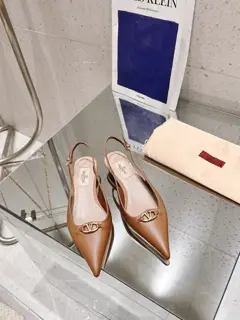 Valentino 2024SS Spring/Summer new VT metal V-buckle hollow pointed toe shoes
