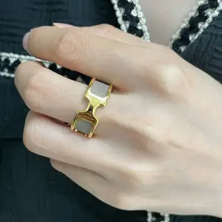 Hermès leather cord ring The whole metal is mirror polished