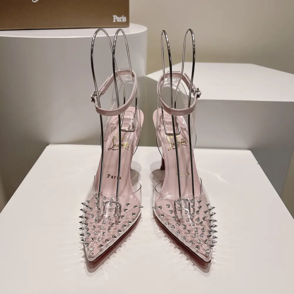 Christian Louboutin pointed high heel transparent rivet sandals