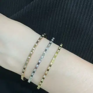 Chopin V gold plated with Mimi gold Chopin interval diamond ice cube bracelet