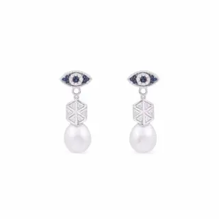 Apm monaco Anti-Evil Eye Shield Pearl Earrings