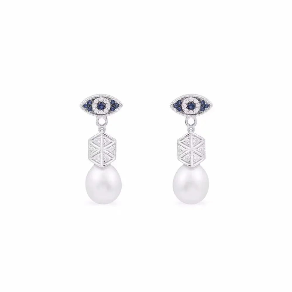 Apm monaco Anti-Evil Eye Shield Pearl Earrings