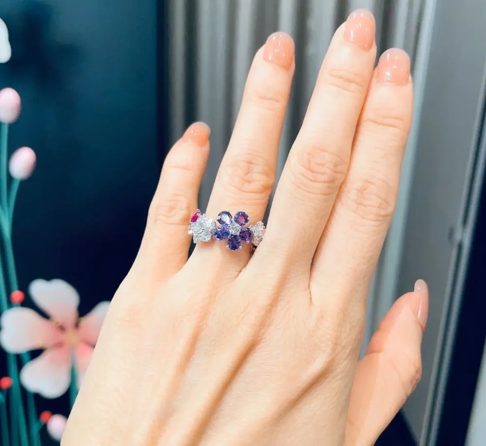 Van Cleef & Arpels Colored Diamond Floral Ring
