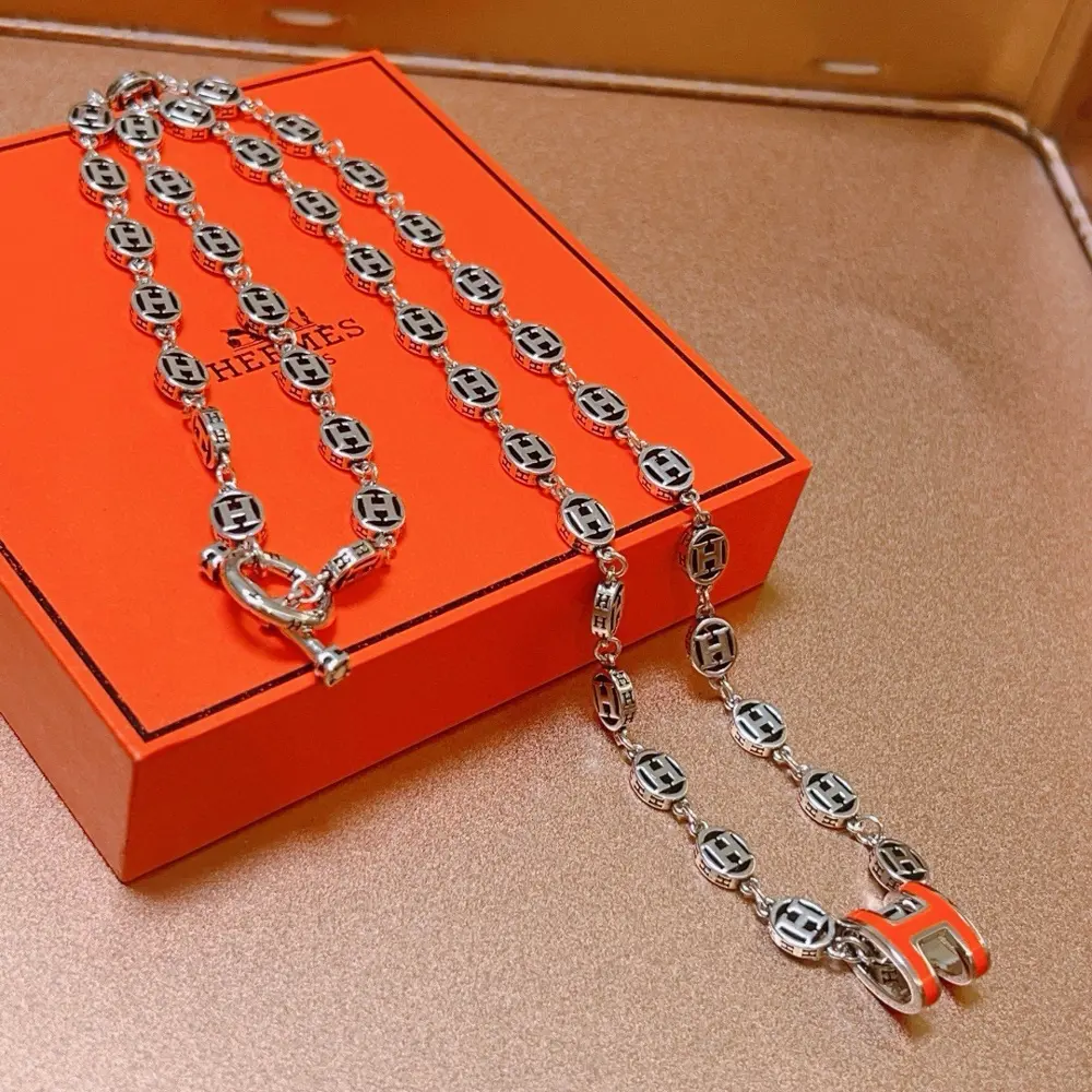HERMES necklace H disc series jewelry imported and customized. High-end chain classic match