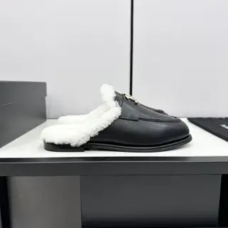 Chanel furry loafers