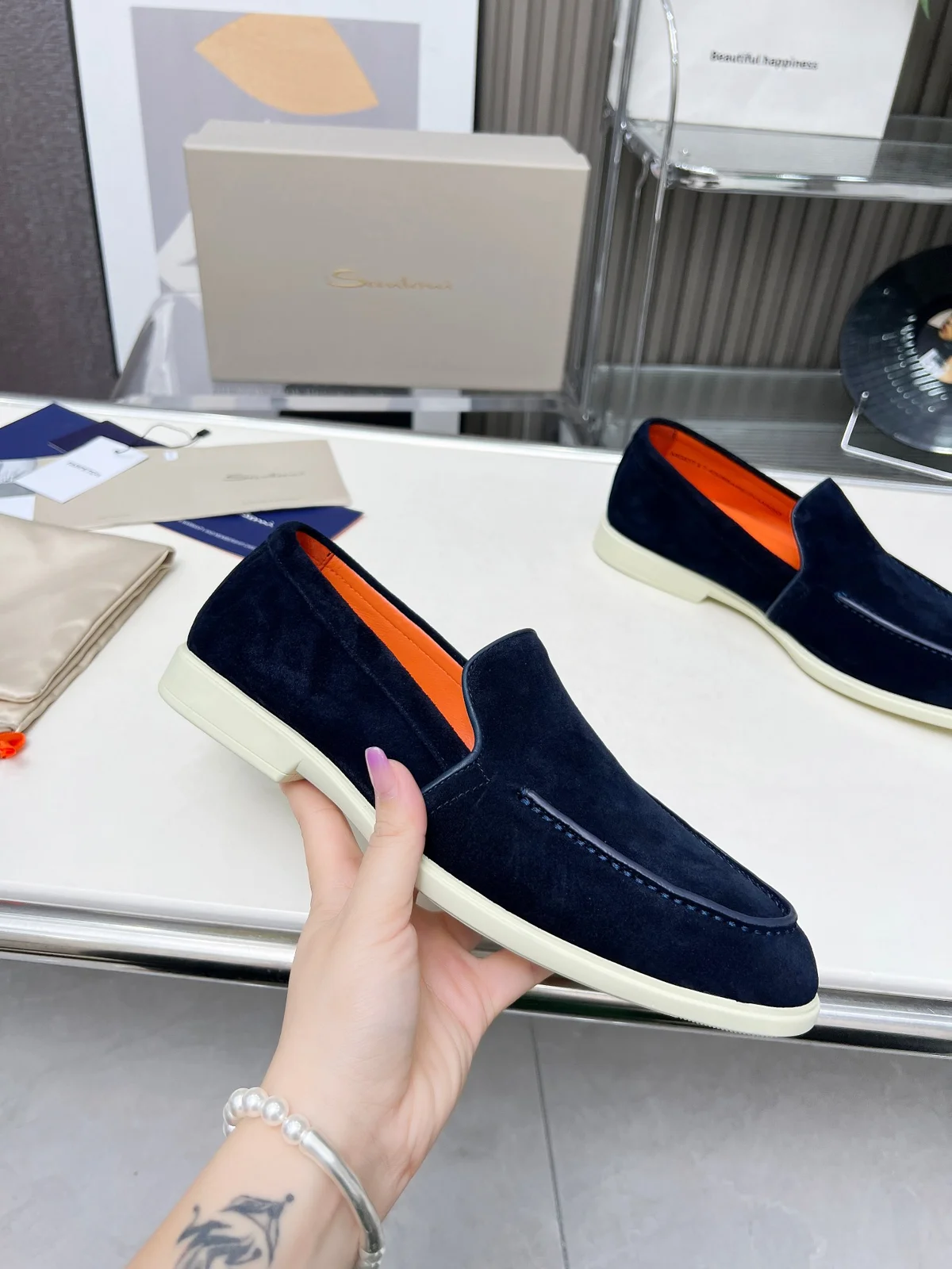Santoni Four Seasons Classic Loafers Casual Business Style Single Shoes