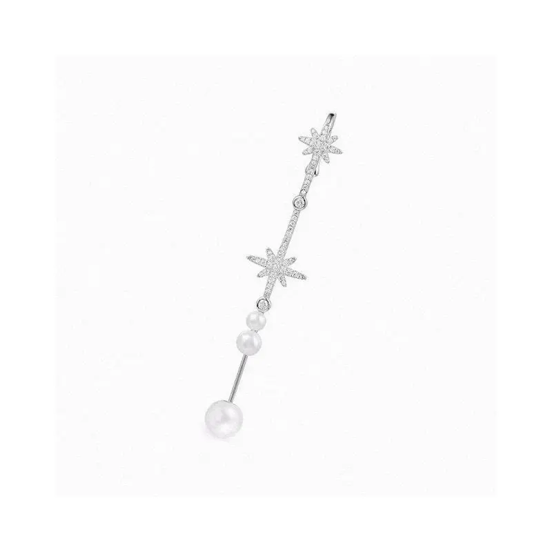 Apm monaco single pearl six-pointed star ear stick