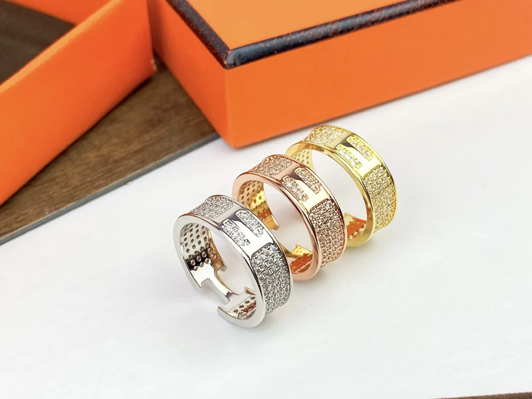 Hermes H full diamond ring 678 sizes available Street style fashionista must-have item