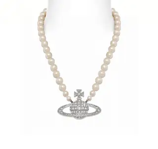 Vivienne Westwood Large Saturn Pearl Necklace