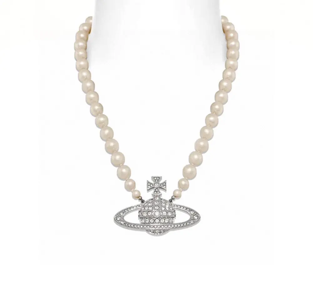 Vivienne Westwood Large Saturn Pearl Necklace
