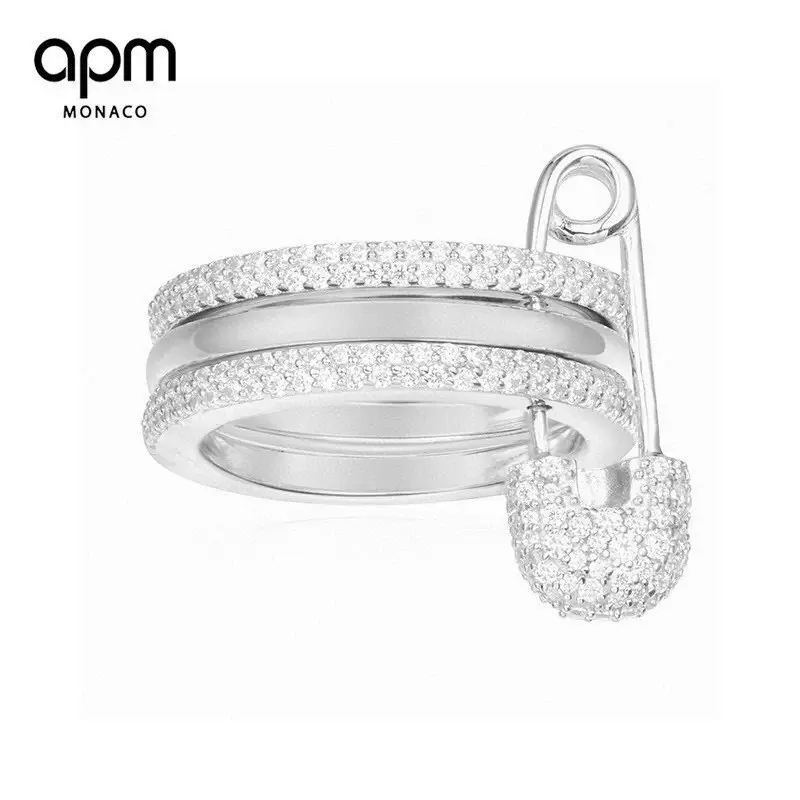 APM Monaco white diamond pin ring