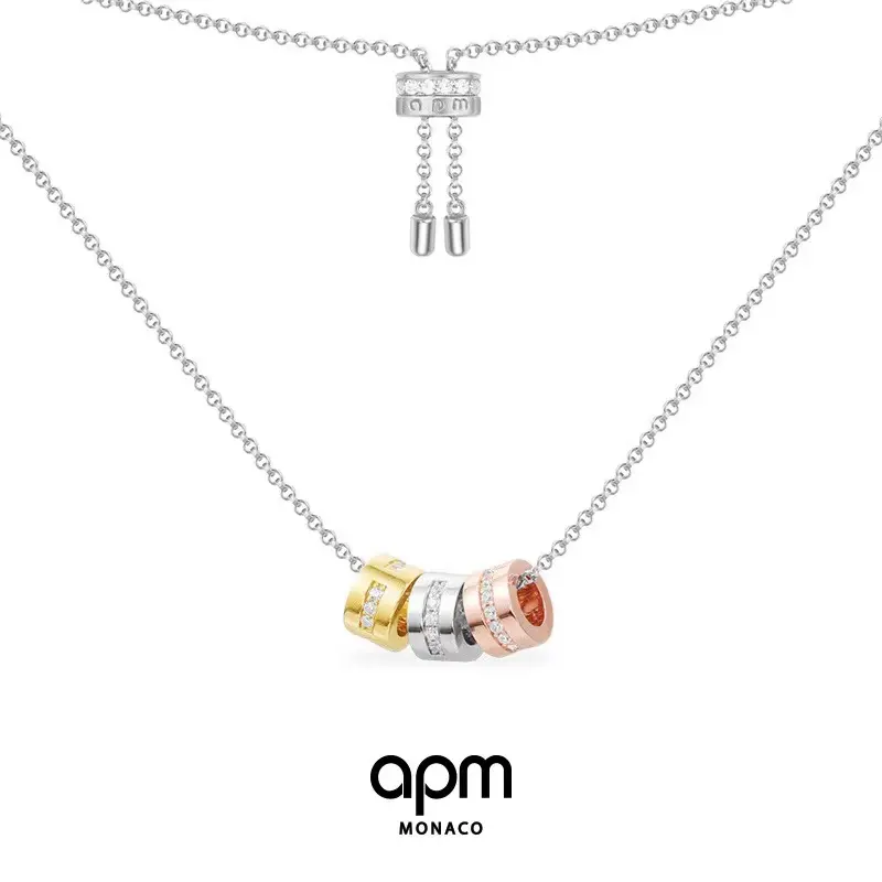 Apm monaco new Morse code three-color pendant necklace
