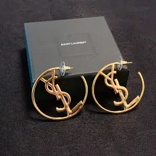 Yves Saint Laurent Large Hoop Letter Earrings