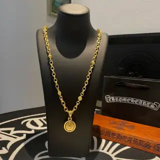Chrome Hearts classic gold cross flower ball necklace