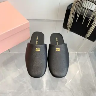 Miu Miu Miu Mules Slippers Closed Toe Lambskin Half Slippers Zp Development Original