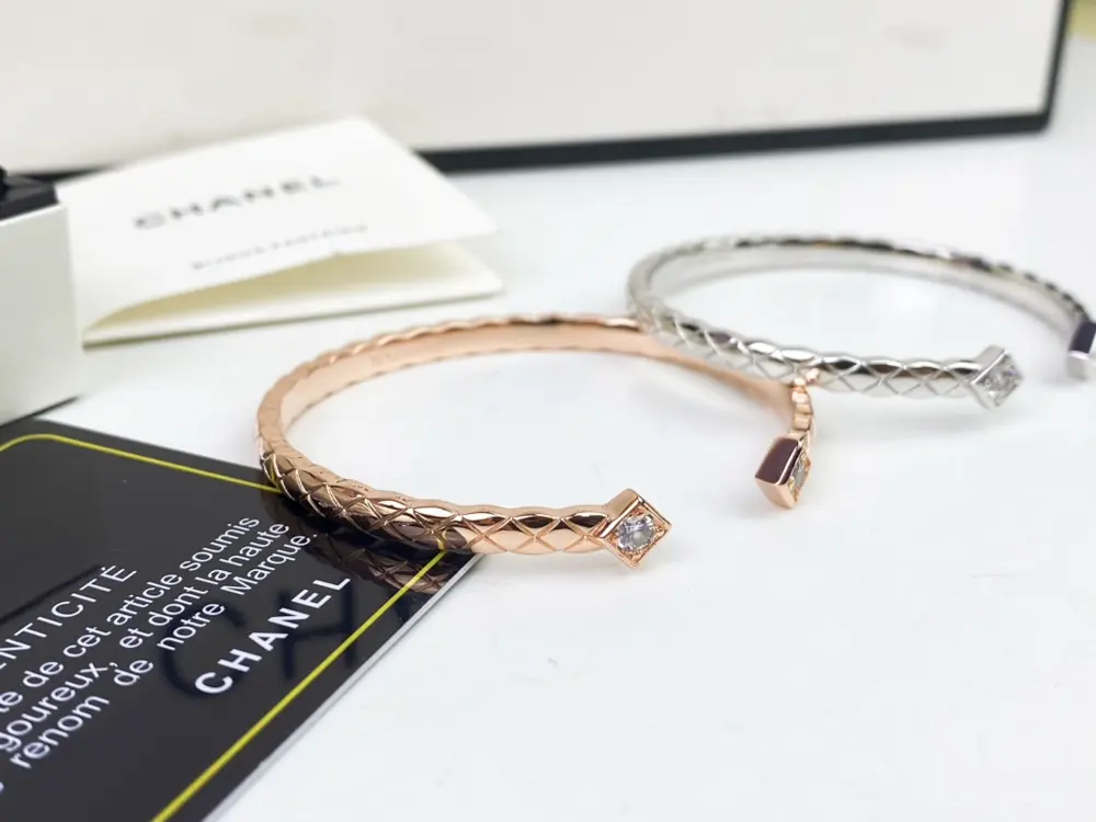 Chanel diamond-cut adjustable bracelet