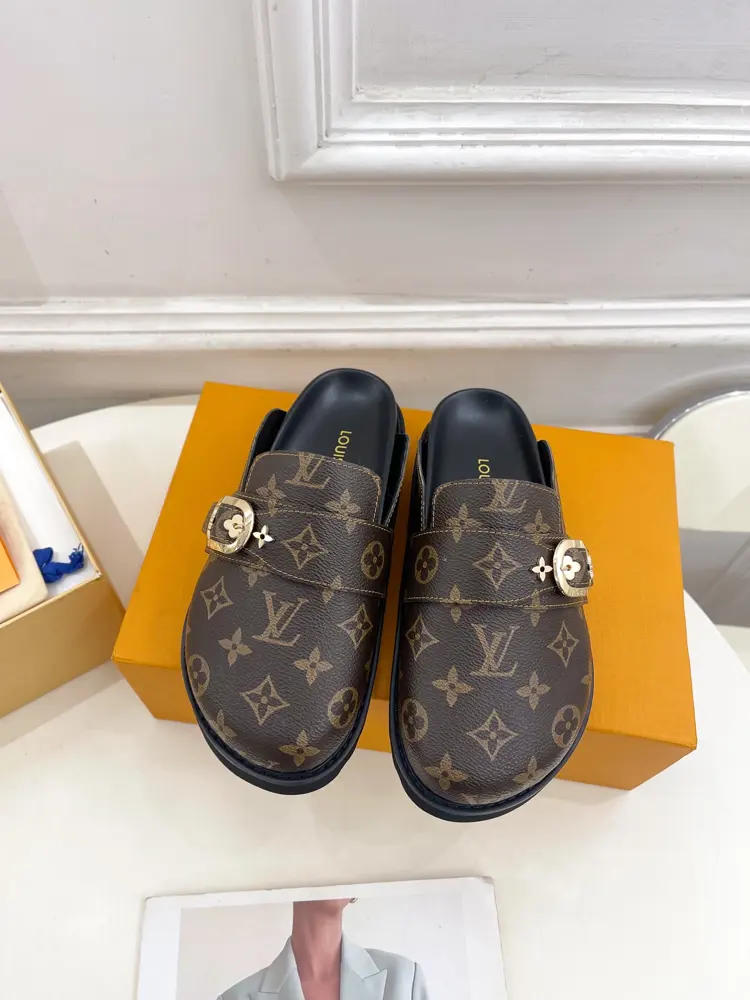 Louis Vuitton Metal Buckle Mule Slippers
