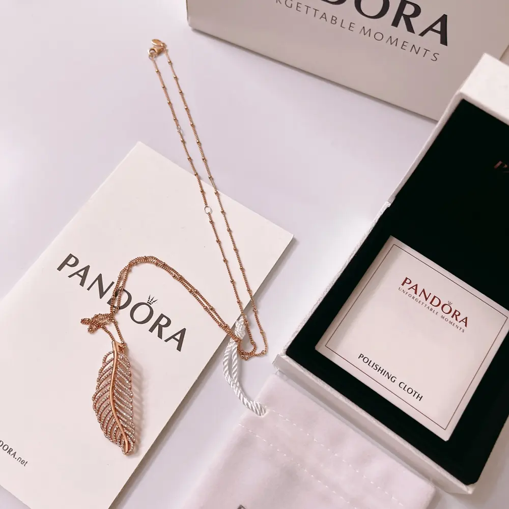 Pandora rose gold large leaf necklace pendant accessories