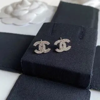 Chanel mini logo lettering stud earrings