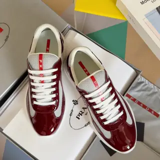 Prada America’s Cup Series Patent Leather Mesh Casual Sneakers