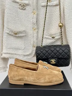 Chanel Double C furry loafers