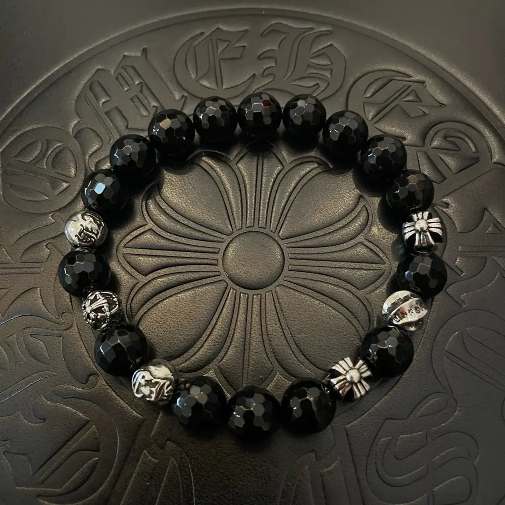 Chrome Hearts Classic Retro Multi-element Faceted Obsidian Bracelet