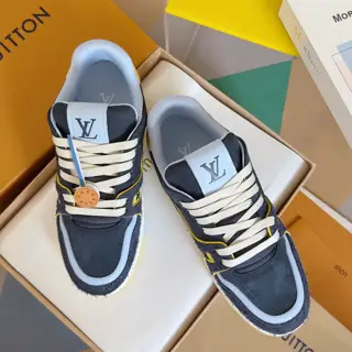 Louis Vuitton Trainer sneakers use grained cowhide leather to interpret the inspiration of