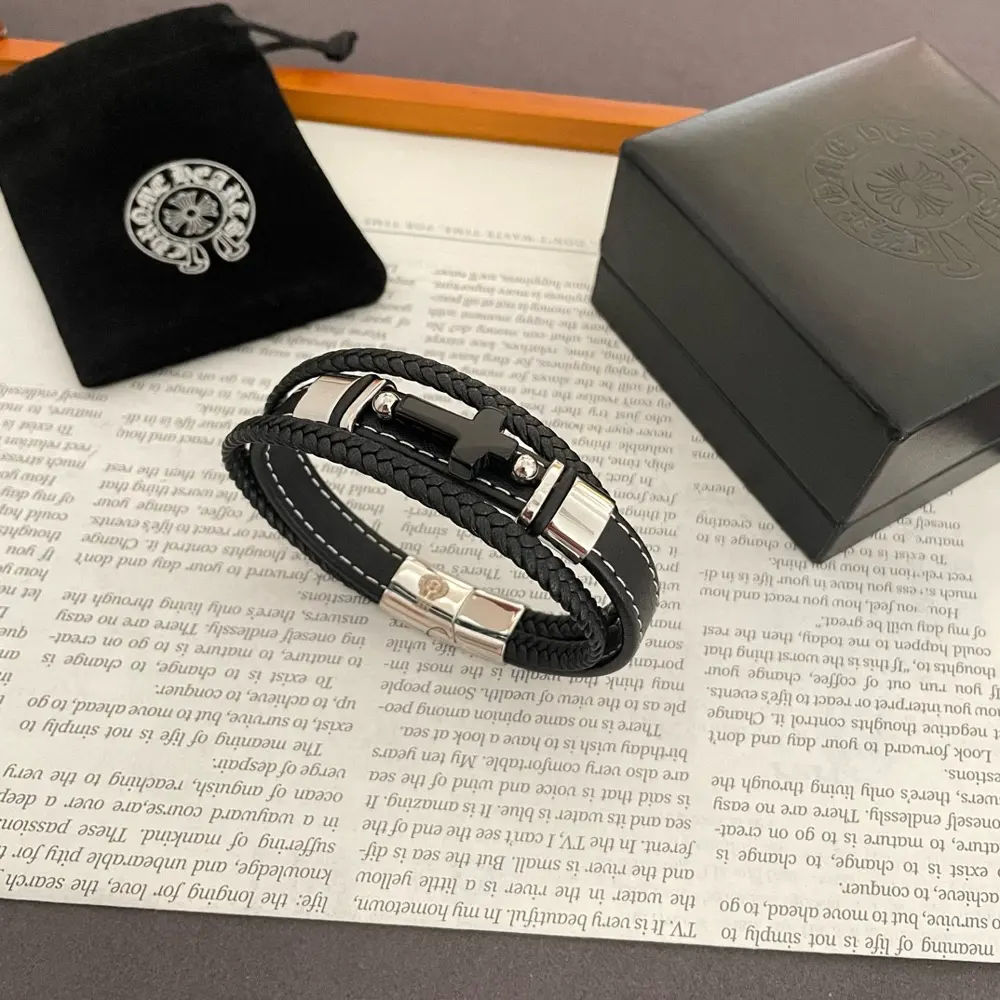 Chrome Hearts cross leather bracelet