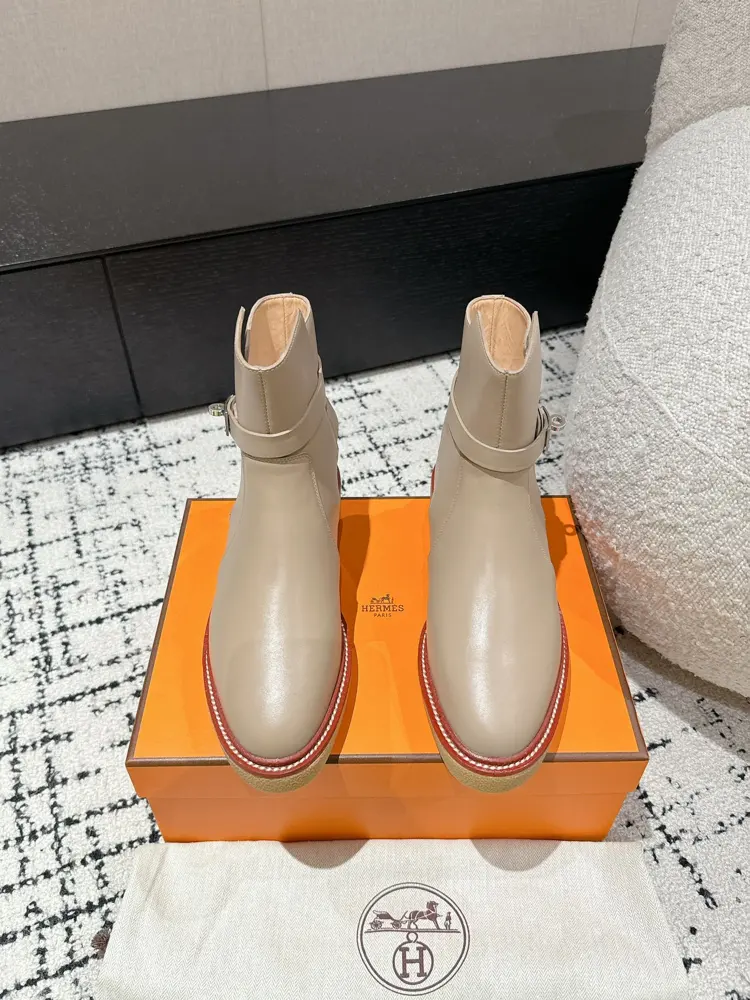 Hermès autumn and winter new kelly buckle short boots