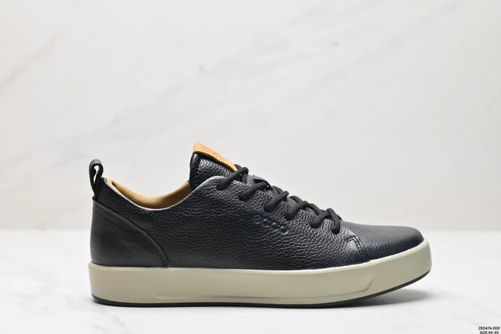 ecco leather round toe flat low-top sneakers 837514