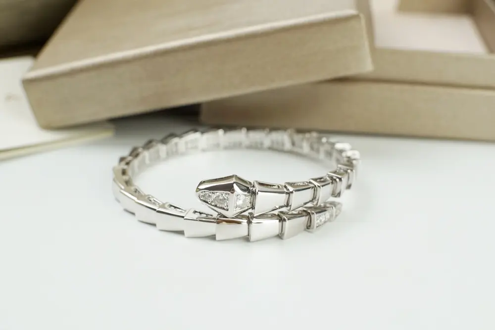 Bvlgari Diamond Snake Bracelet Uses geometric patterns and neat shapes to outline the