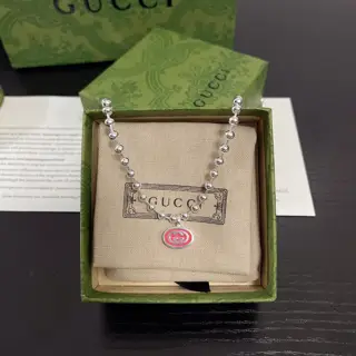 GUCCI Interlocking G Beaded Chain Necklace